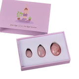 Natural Rose Quartz Yoni Egg Set for Vaginal Muscle Strengthening and Feminine Wellness Massage