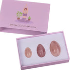 Natural Rose Quartz Yoni Egg Set for Vaginal Muscle Strengthening and Feminine Wellness Massage