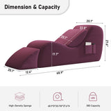 Elevate Your Relaxation with the Yoga Curve Chair - Luxurious Corduroy Chaise Lounge in Vibrant Red, Complete with Ottoman and Lumbar Pillow for Ultimate Comfort and Style