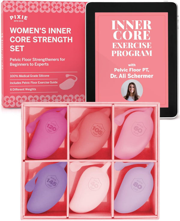 Pixie Inner Core Wellness & Strength Training for Feminine Care – Women’S Core Strength Set – Set of 6 – Includes Easy-To-Read Guide & Exercises for Beginners & Advanced (Blush) — wellness product for adults 45+