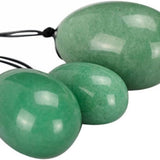 4Pcs Set Jade Yoni Eggs Stick,3 Pcs Drilled Natural Green Aventurine Quartz Crystal Jade Eggs Massage Stone + 1 Pcs Massage Stick for Women Kegel Exercise Strengthen Pelvic Floor Muscles