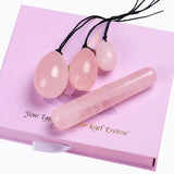 Natural Rose Quartz Yoni Egg Set for Vaginal Muscle Strengthening and Feminine Wellness Massage