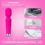 Centerel Massager Wand Vibrator with 20 Modes 8 Vibration,Rechargeable Vibrator Wand Waterproof Body Massager-Rose Red