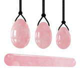 Natural Rose Quartz Yoni Egg Set for Vaginal Muscle Strengthening and Feminine Wellness Massage
